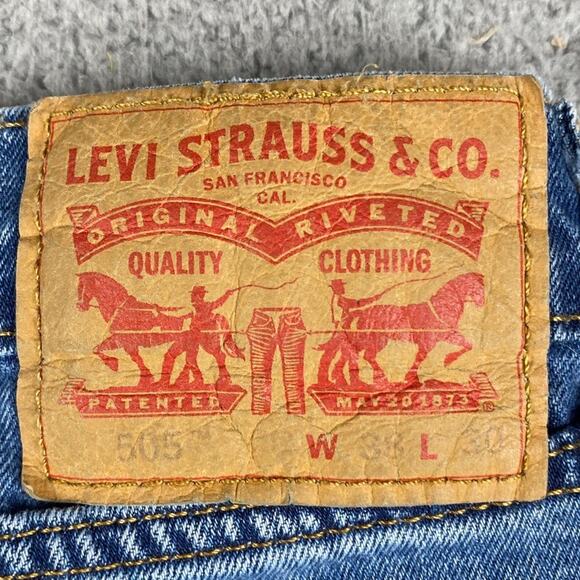 Levi's 505 Regular Straight Fit Jeans Men's 38x30 Medium Wash Denim - Picture 13 of 13
